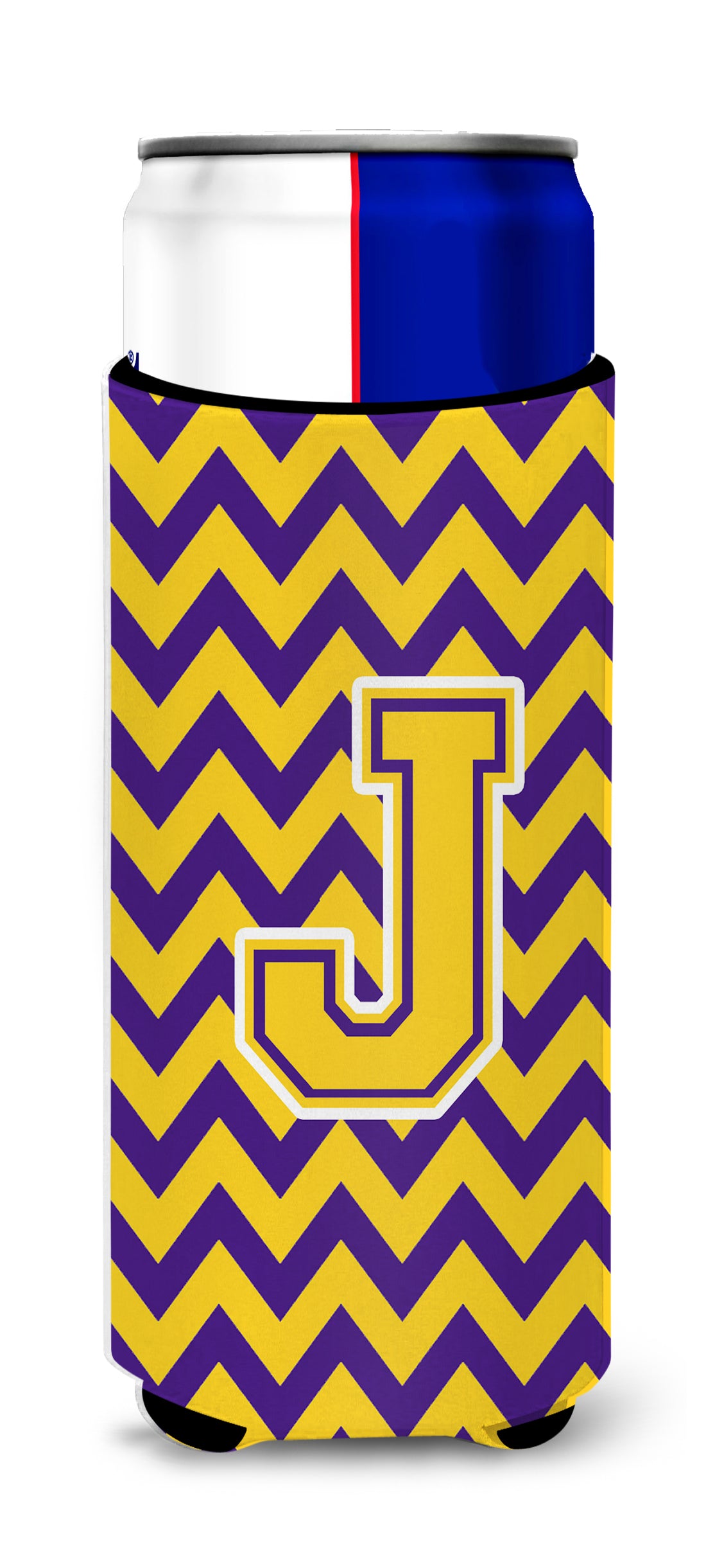 Letter J Chevron Purple and Gold Ultra Beverage Insulators for slim cans CJ1041-JMUK.