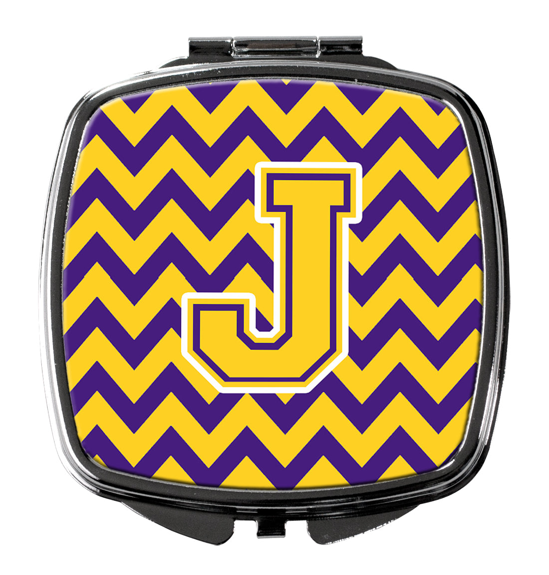 Letter J Chevron Purple and Gold Compact Mirror CJ1041-JSCM  the-store.com.