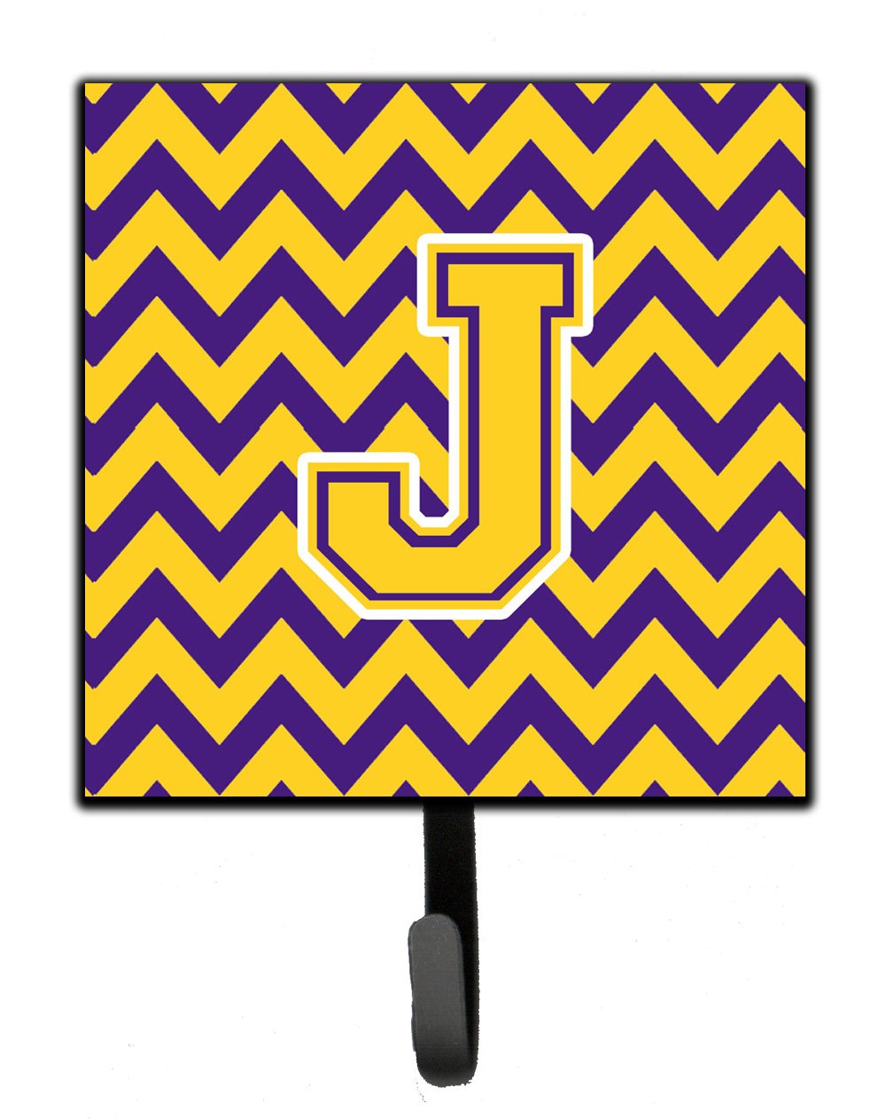 Letter J Chevron Purple and Gold Leash or Key Holder by Caroline's Treasures