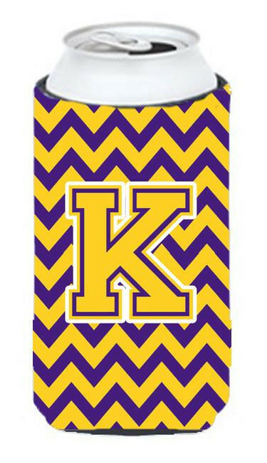 Letter K Chevron Purple and Gold Tall Boy Beverage Insulator Hugger CJ1041-KTBC by Caroline's Treasures