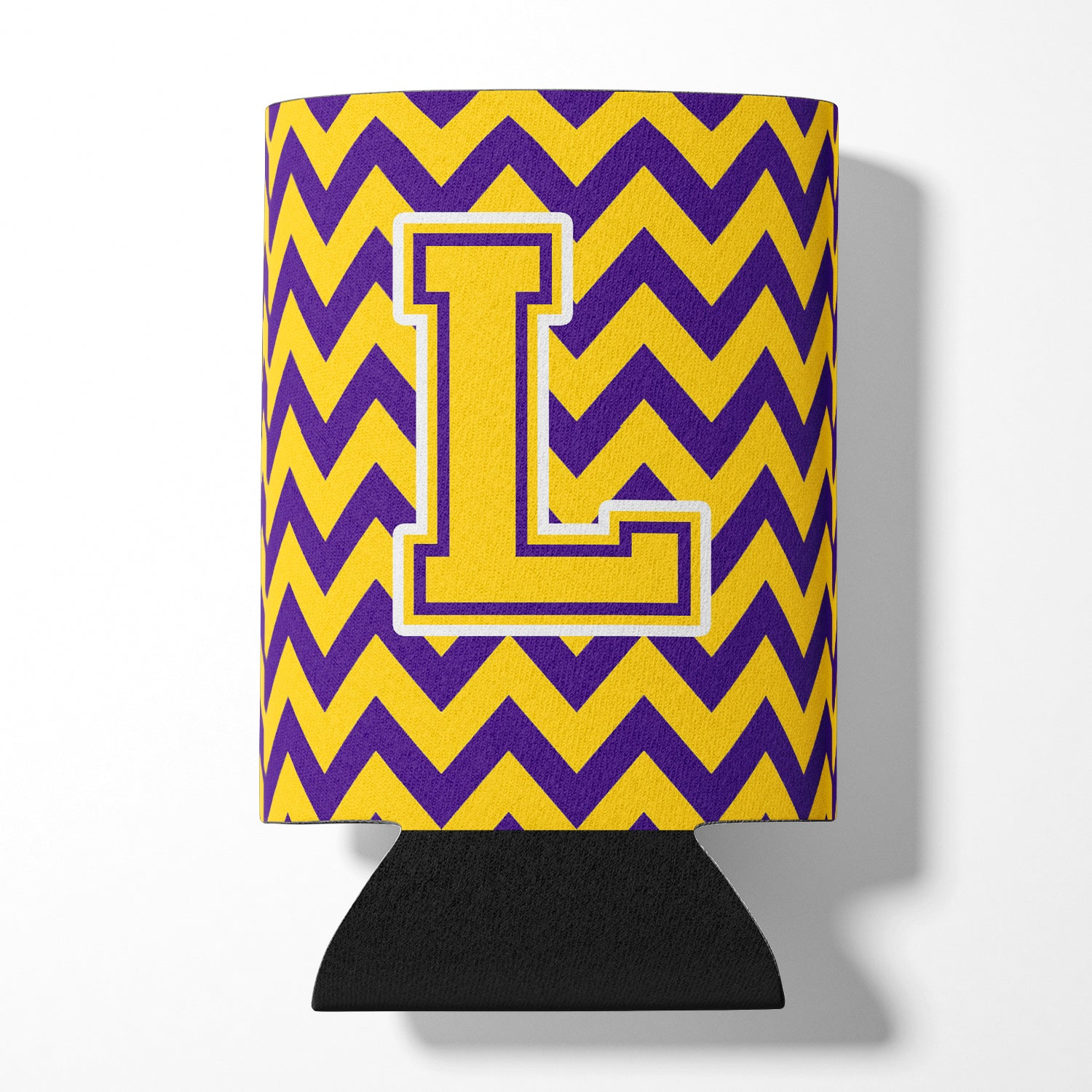 Letter L Chevron Purple and Gold Can or Bottle Hugger CJ1041-LCC.