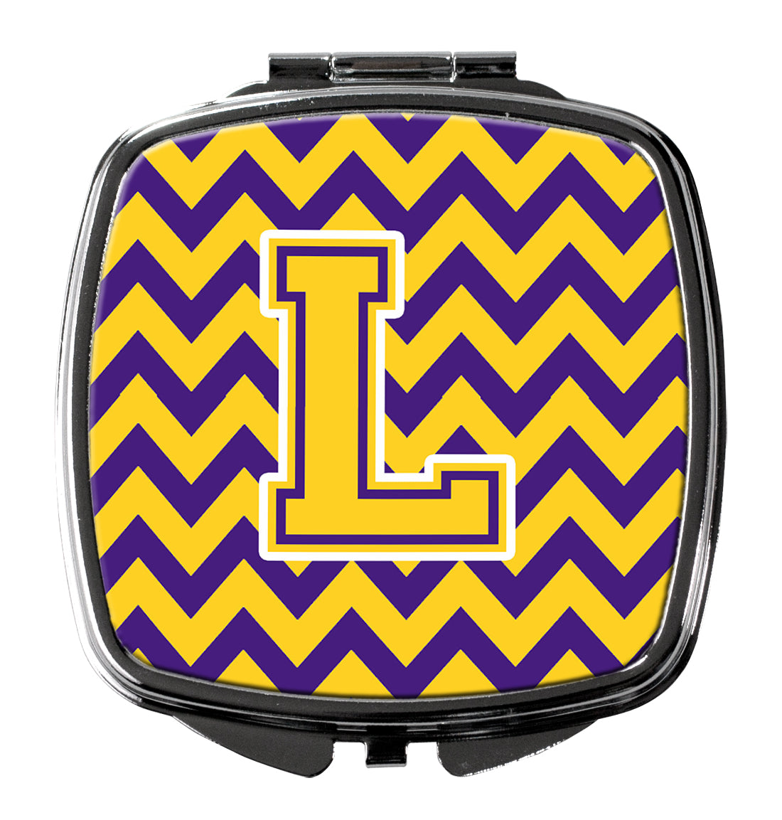 Letter L Chevron Purple and Gold Compact Mirror CJ1041-LSCM  the-store.com.