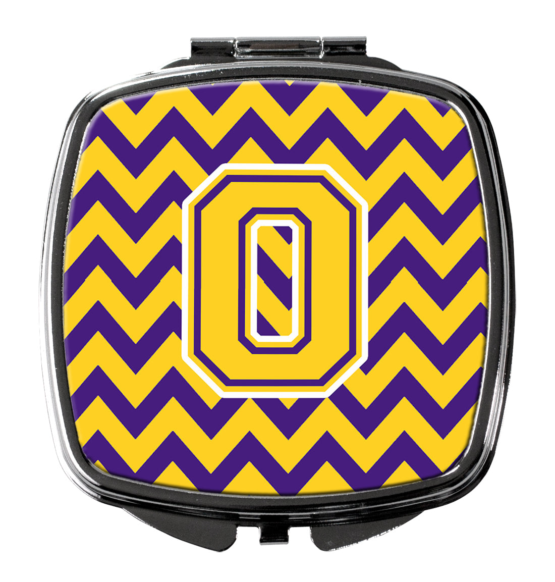 Letter O Chevron Purple and Gold Compact Mirror CJ1041-OSCM  the-store.com.