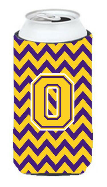 Letter O Chevron Purple and Gold Tall Boy Beverage Insulator Hugger CJ1041-OTBC by Caroline's Treasures