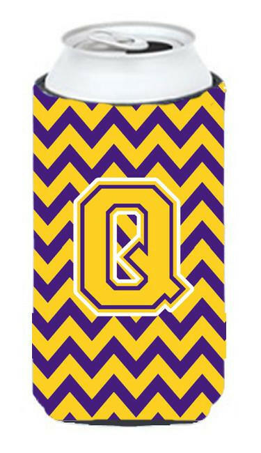 Letter Q Chevron Purple and Gold Tall Boy Beverage Insulator Hugger CJ1041-QTBC by Caroline's Treasures