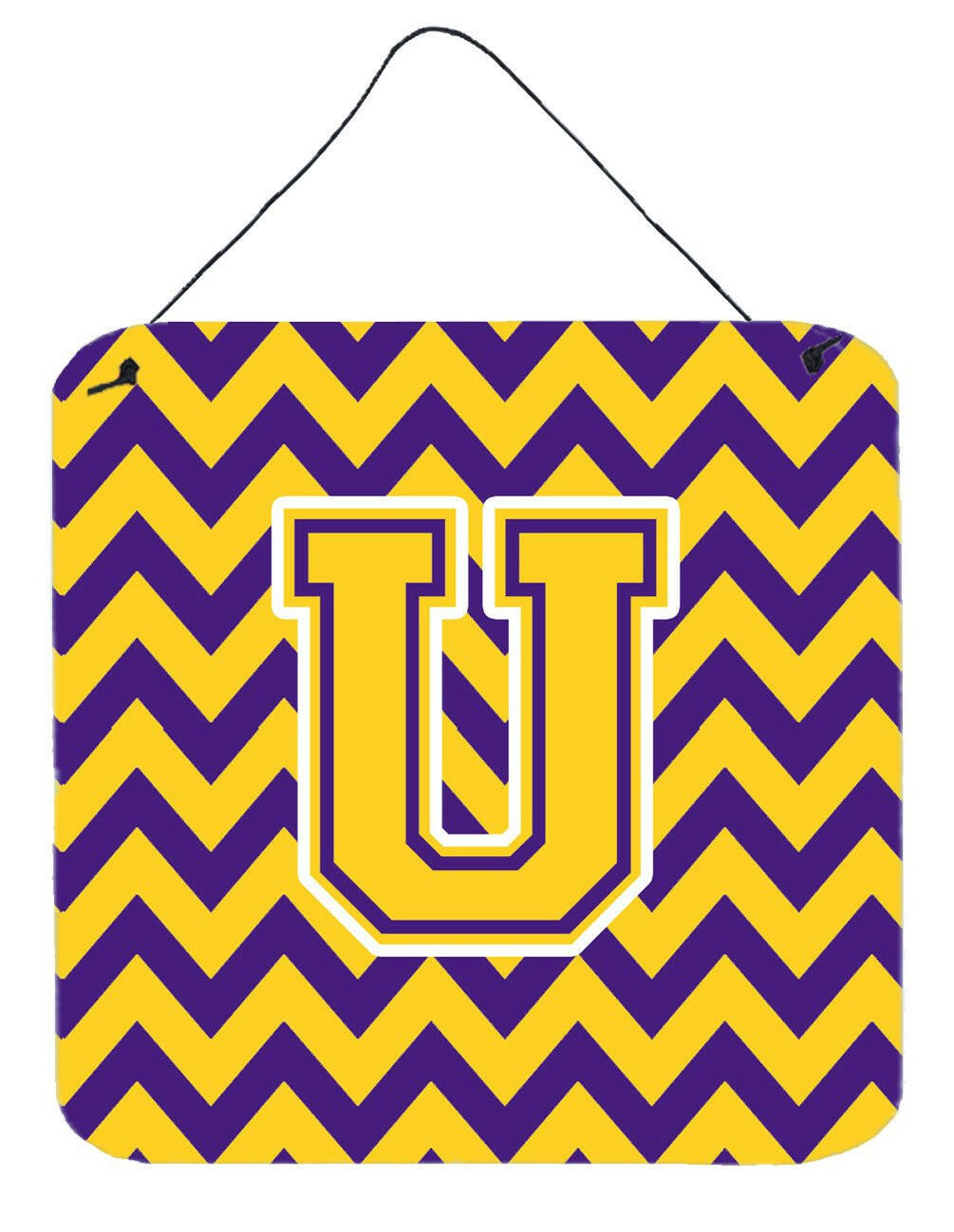 Letter U Chevron Purple and Gold Wall or Door Hanging Prints CJ1041-UDS66 by Caroline's Treasures