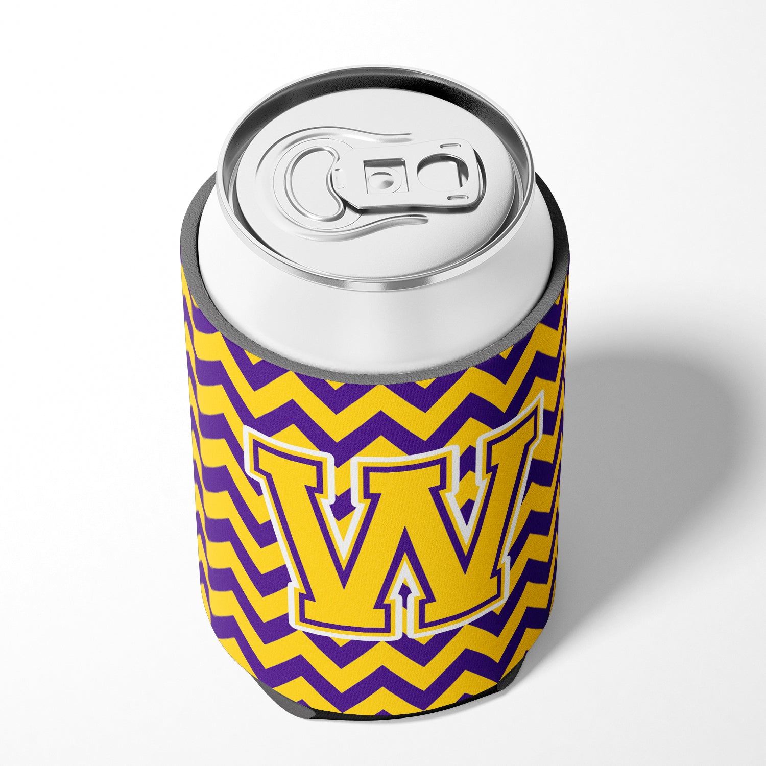 Letter W Chevron Purple and Gold Can or Bottle Hugger CJ1041-WCC.