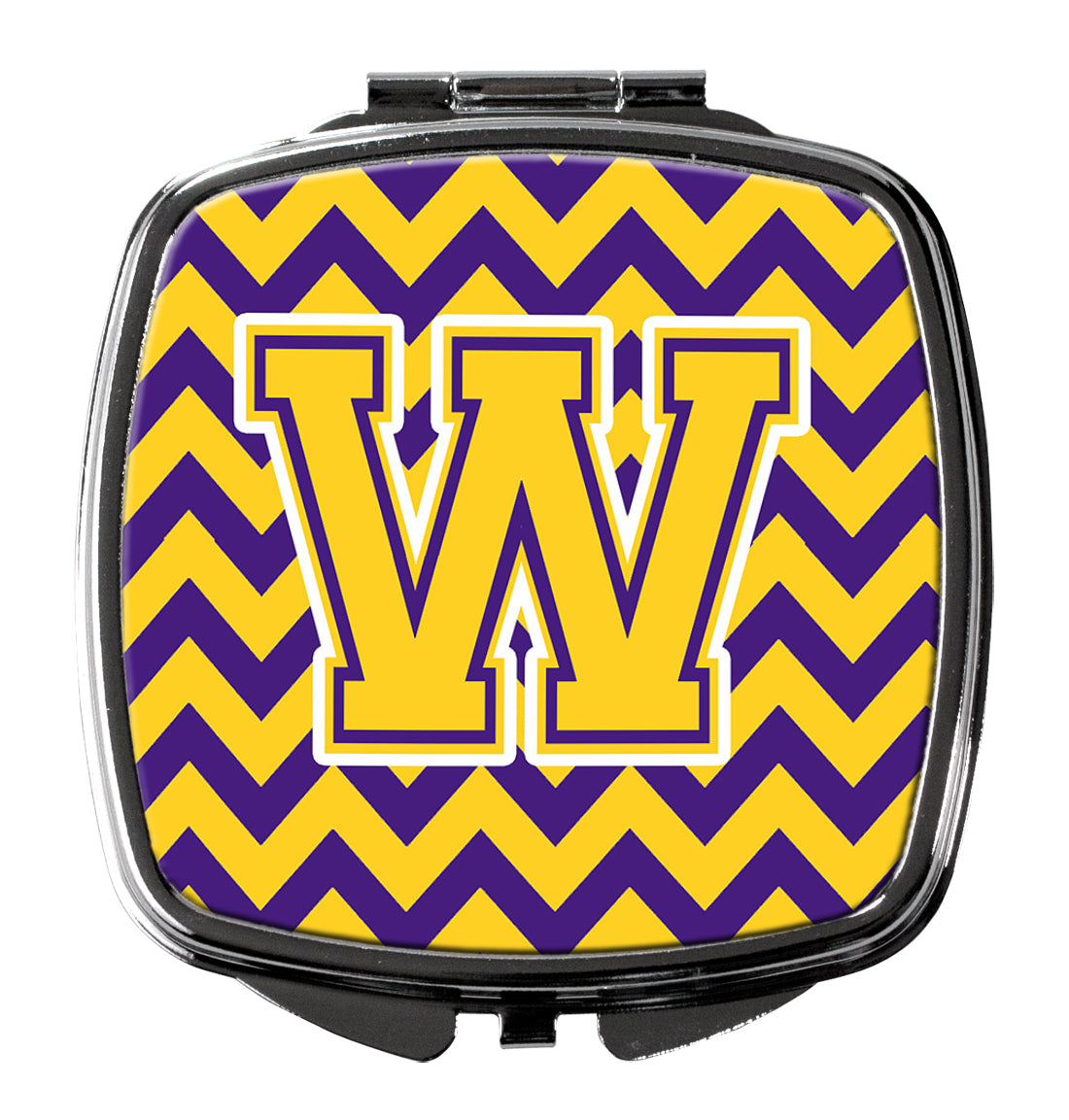 Letter W Chevron Purple and Gold Compact Mirror CJ1041-WSCM  the-store.com.