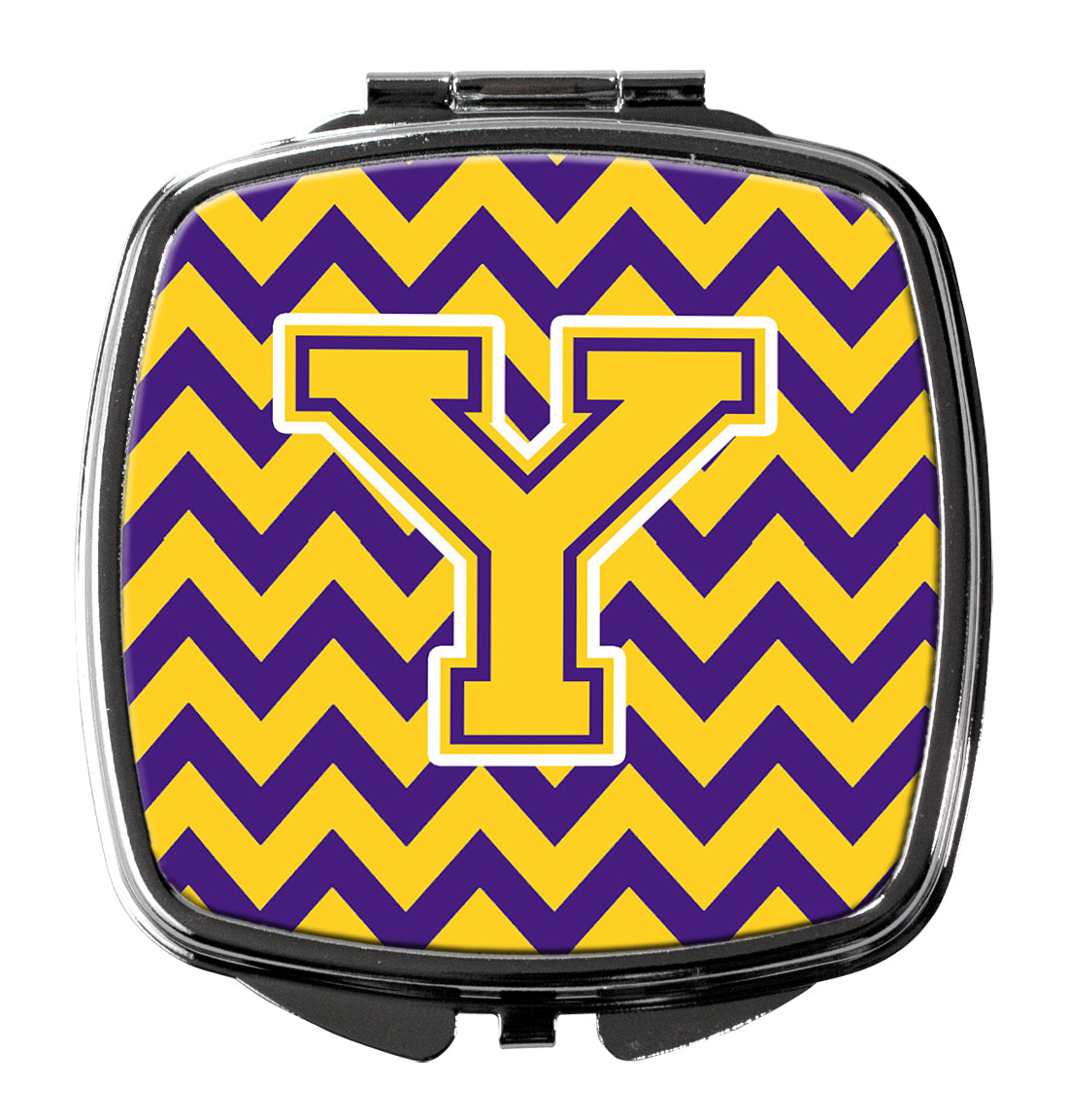 Letter Y Chevron Purple and Gold Compact Mirror CJ1041-YSCM  the-store.com.