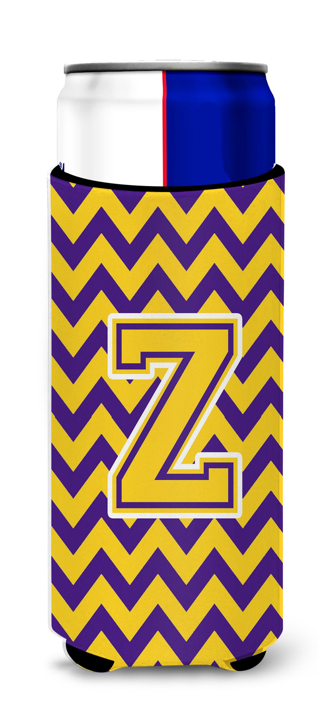 Letter Z Chevron Purple and Gold Ultra Beverage Insulators for slim cans CJ1041-ZMUK.