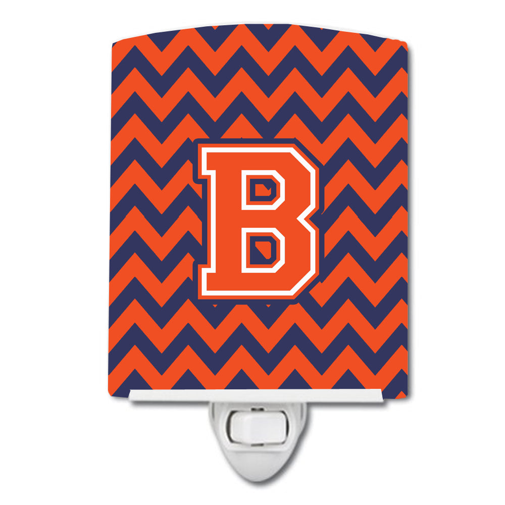 Letter B Chevron Orange and Blue Ceramic Night Light CJ1042-BCNL - the-store.com