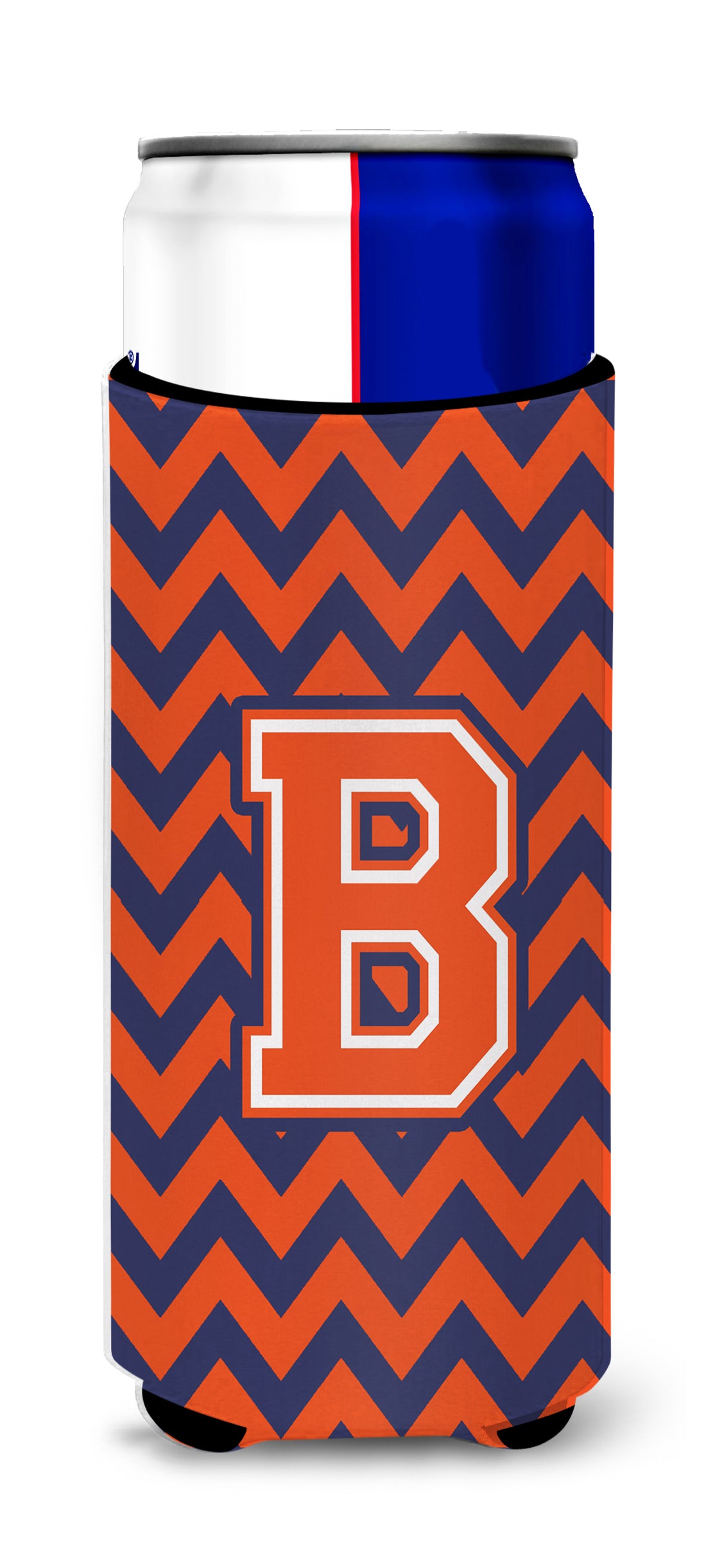 Letter B Chevron Orange Blue Ultra Beverage Insulators for slim cans CJ1042-BMUK.