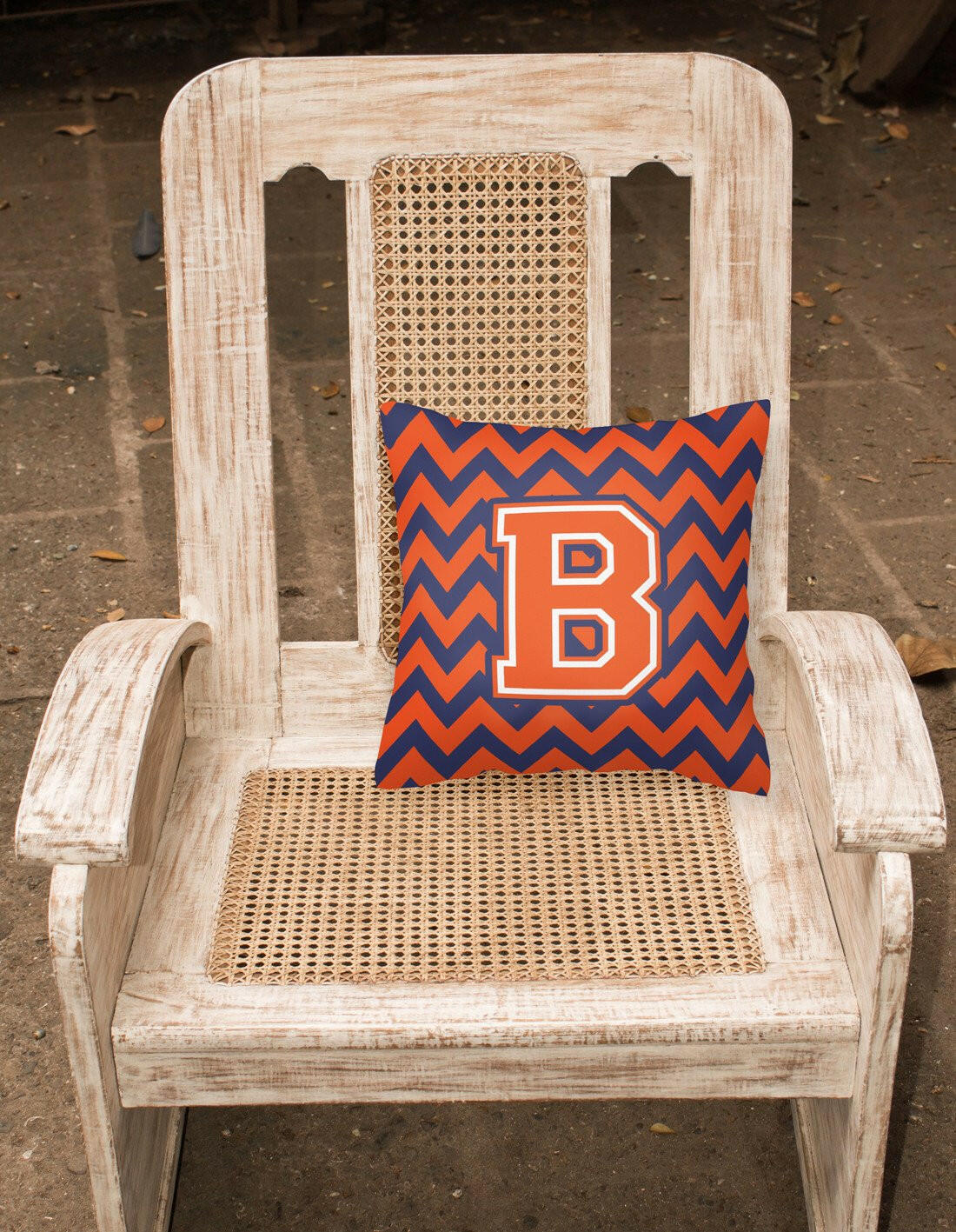 Letter B Chevron Orange and Blue Fabric Decorative Pillow CJ1042-BPW1414 - the-store.com