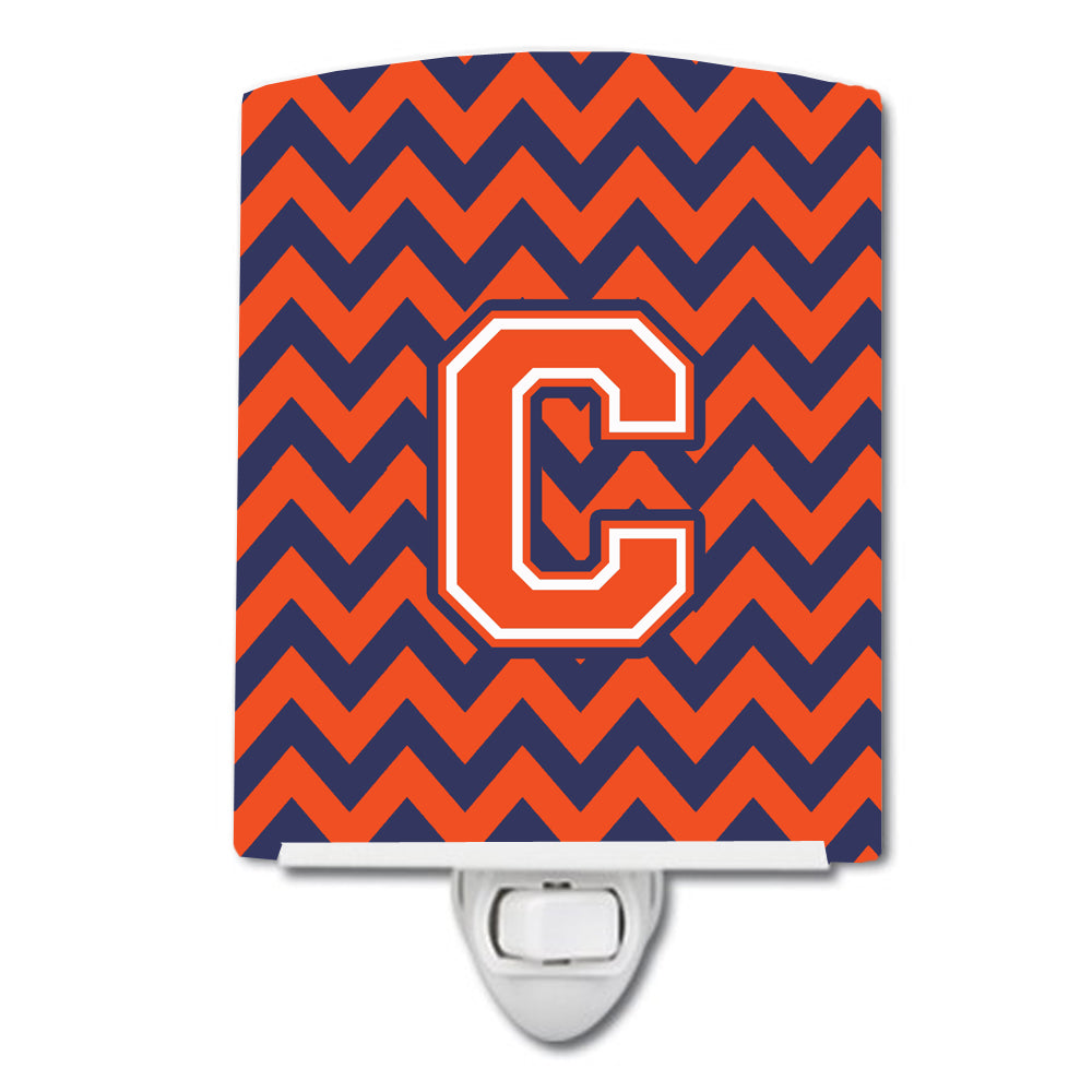 Letter C Chevron Orange and Blue Ceramic Night Light CJ1042-CCNL - the-store.com