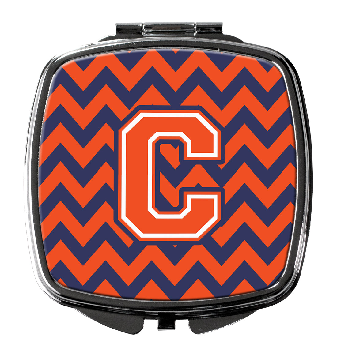 Letter C Chevron Orange and Blue Compact Mirror CJ1042-CSCM  the-store.com.