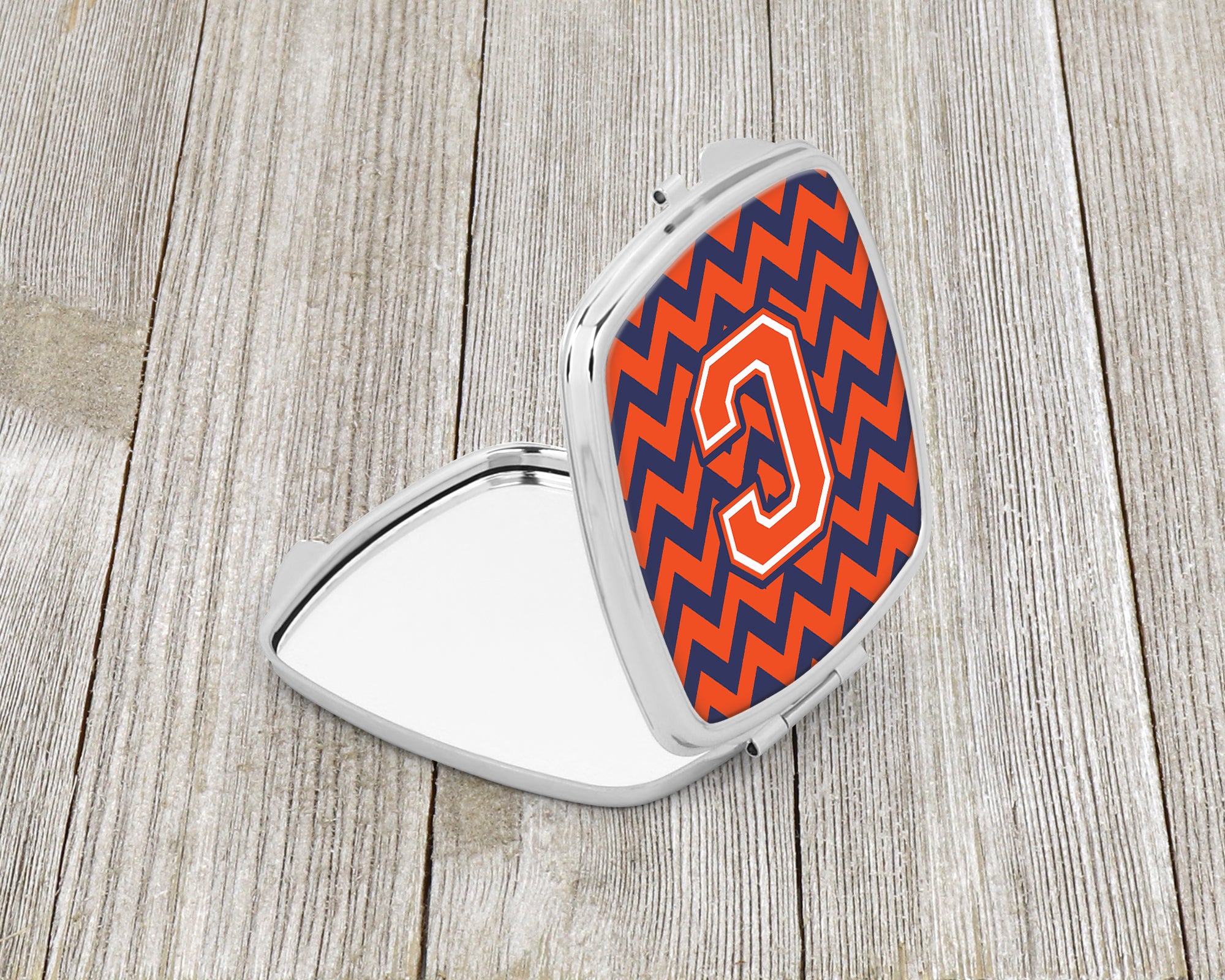 Letter C Chevron Orange and Blue Compact Mirror CJ1042-CSCM  the-store.com.