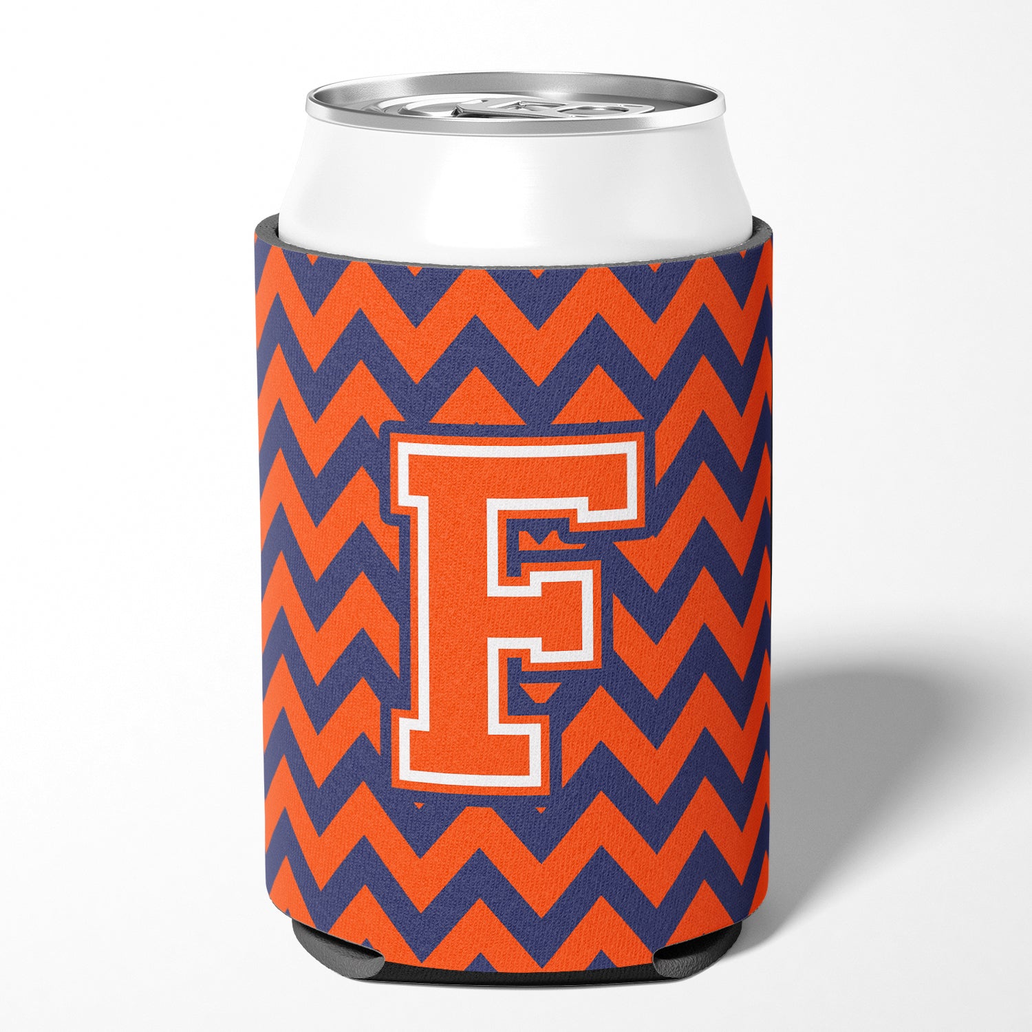 Letter F Chevron Orange and Blue Can or Bottle Hugger CJ1042-FCC.