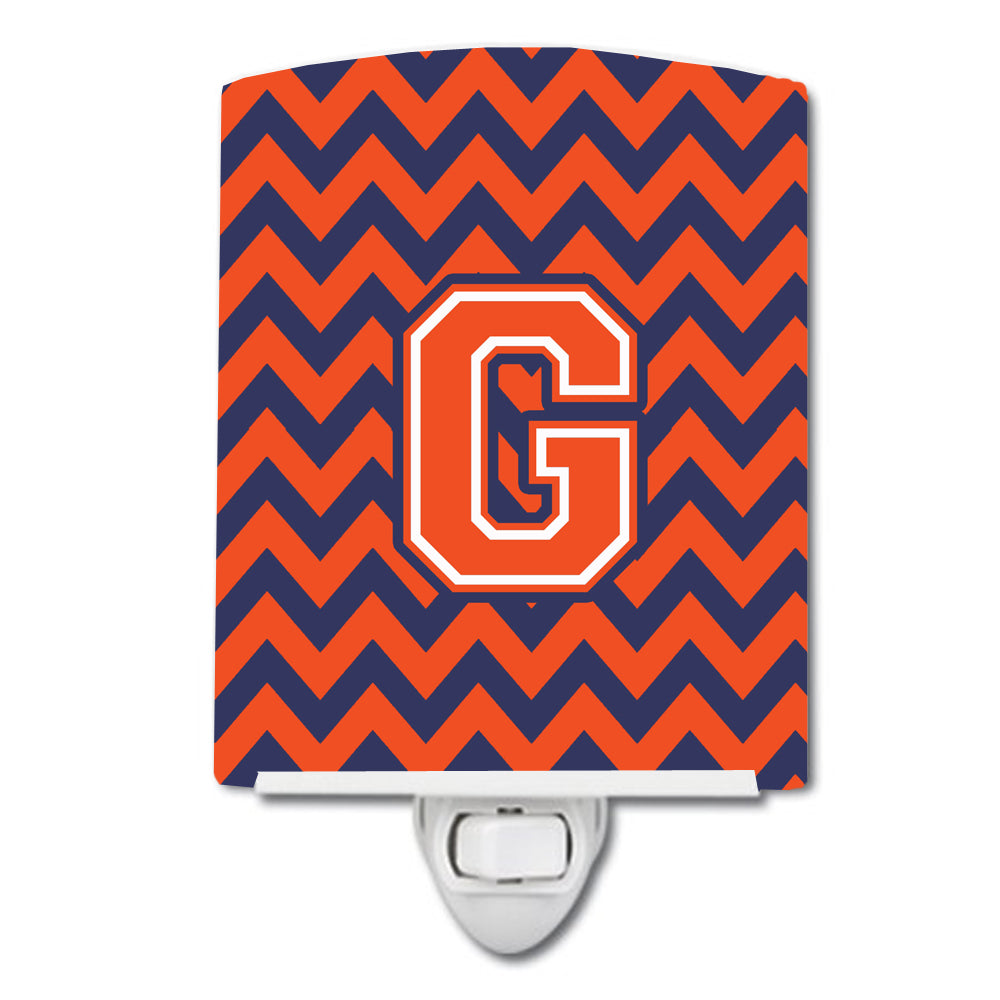 Letter G Chevron Orange and Blue Ceramic Night Light CJ1042-GCNL - the-store.com