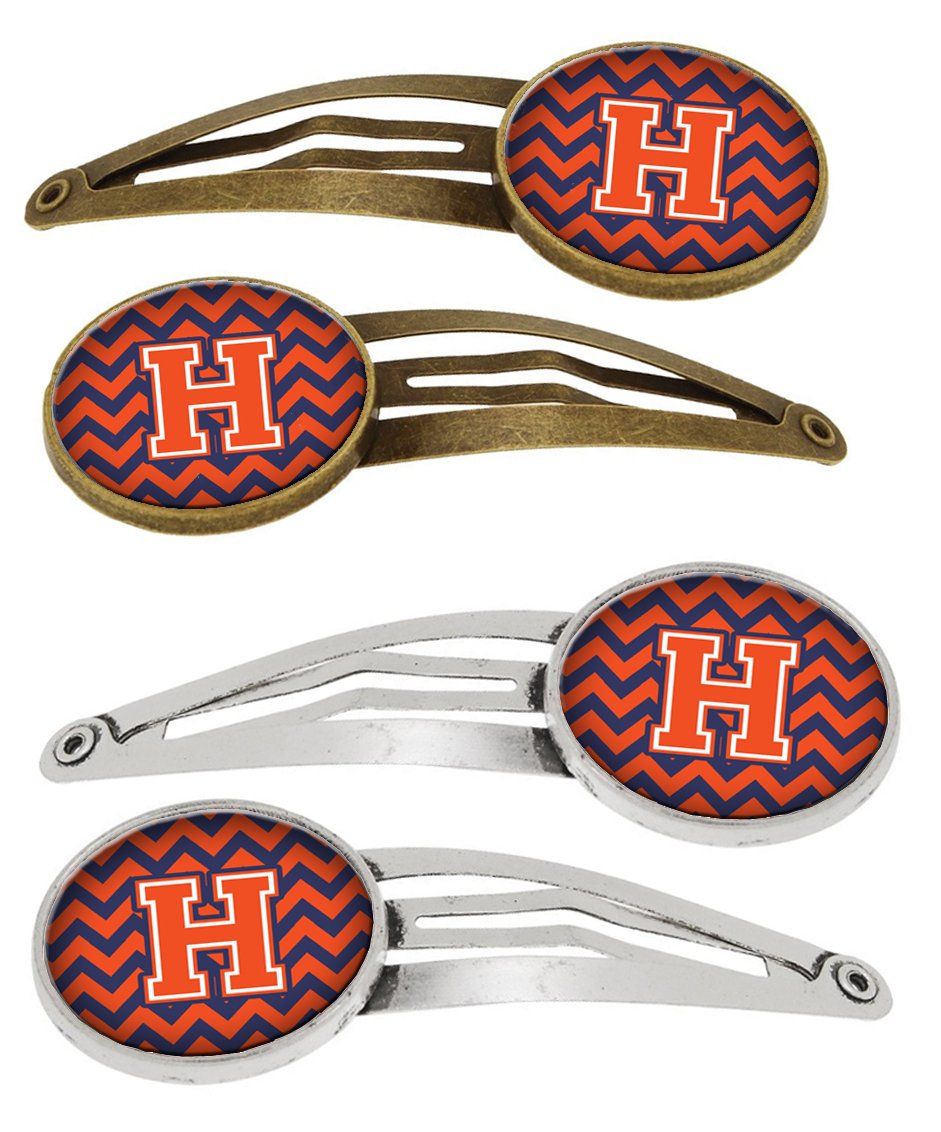 Letter H Chevron Orange and Blue Set of 4 Barrettes Hair Clips CJ1042-HHCS4 by Caroline's Treasures