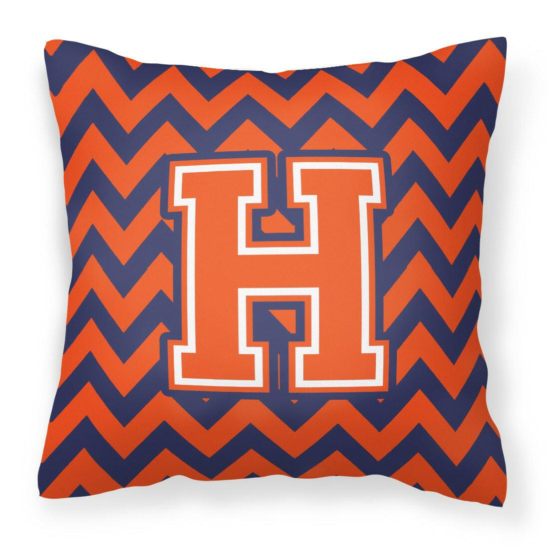 Letter H Chevron Orange and Blue Fabric Decorative Pillow CJ1042-HPW1414 - the-store.com