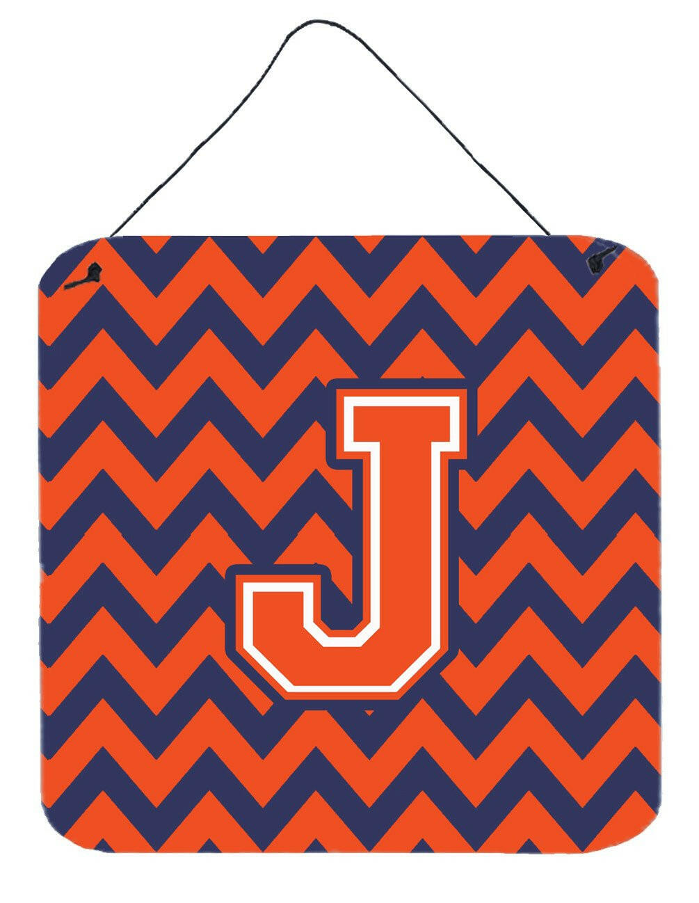 Letter J Chevron Orange and Blue Wall or Door Hanging Prints CJ1042-JDS66 by Caroline's Treasures