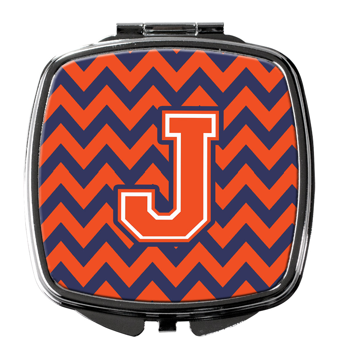 Letter J Chevron Orange and Blue Compact Mirror CJ1042-JSCM  the-store.com.