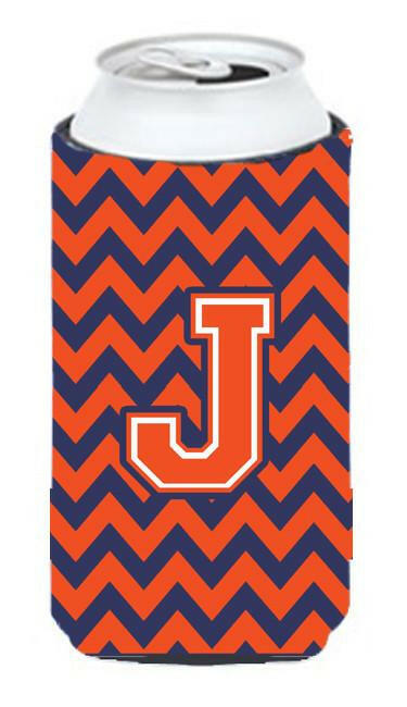 Letter J Chevron Orange Blue Tall Boy Beverage Insulator Hugger CJ1042-JTBC by Caroline's Treasures