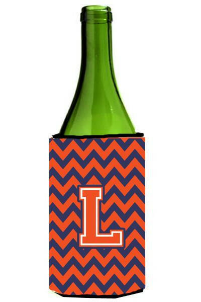 Letter L Chevron Orange Blue Wine Bottle Beverage Insulator Hugger CJ1042-LLITERK by Caroline's Treasures