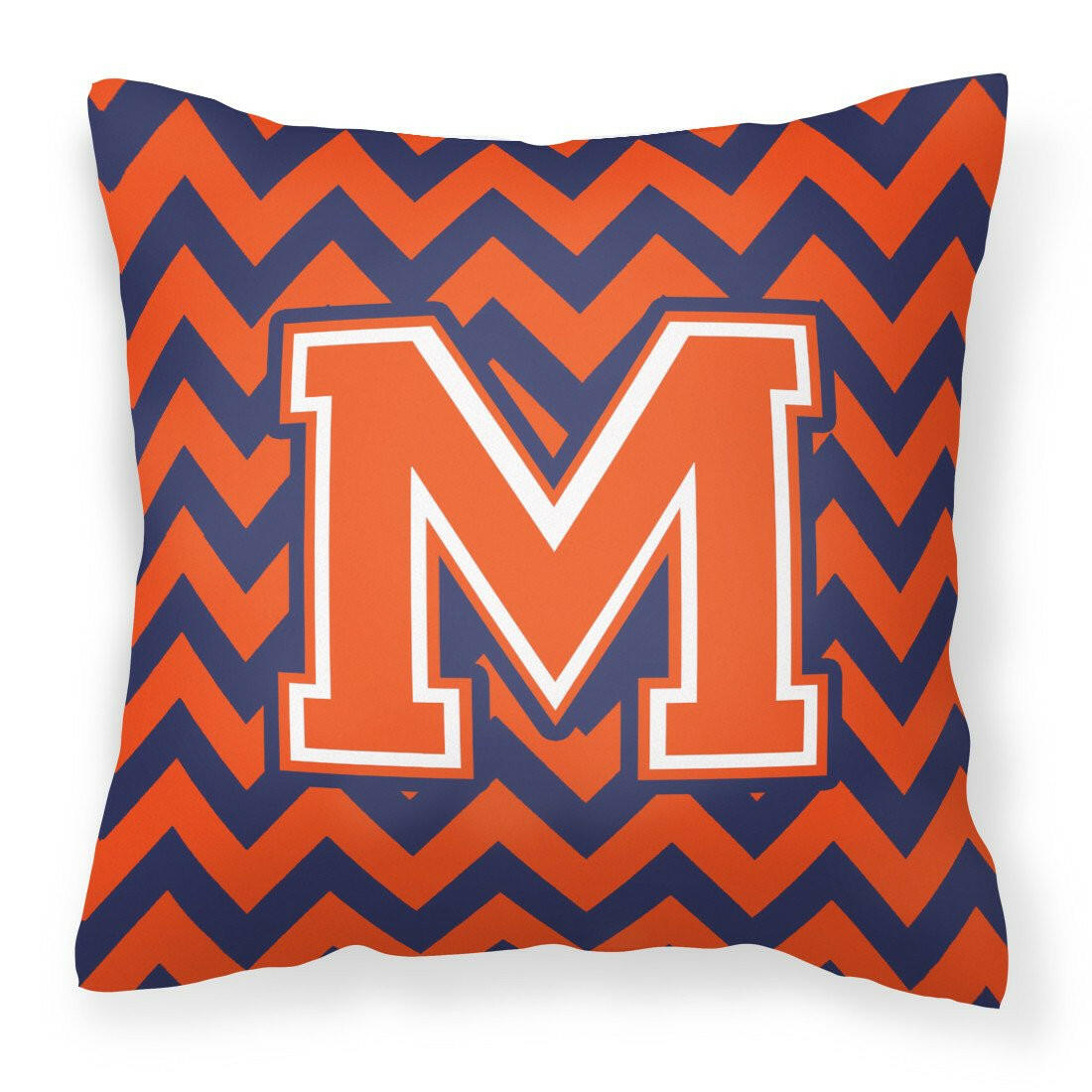 Letter M Chevron Orange and Blue Fabric Decorative Pillow CJ1042-MPW1414 - the-store.com