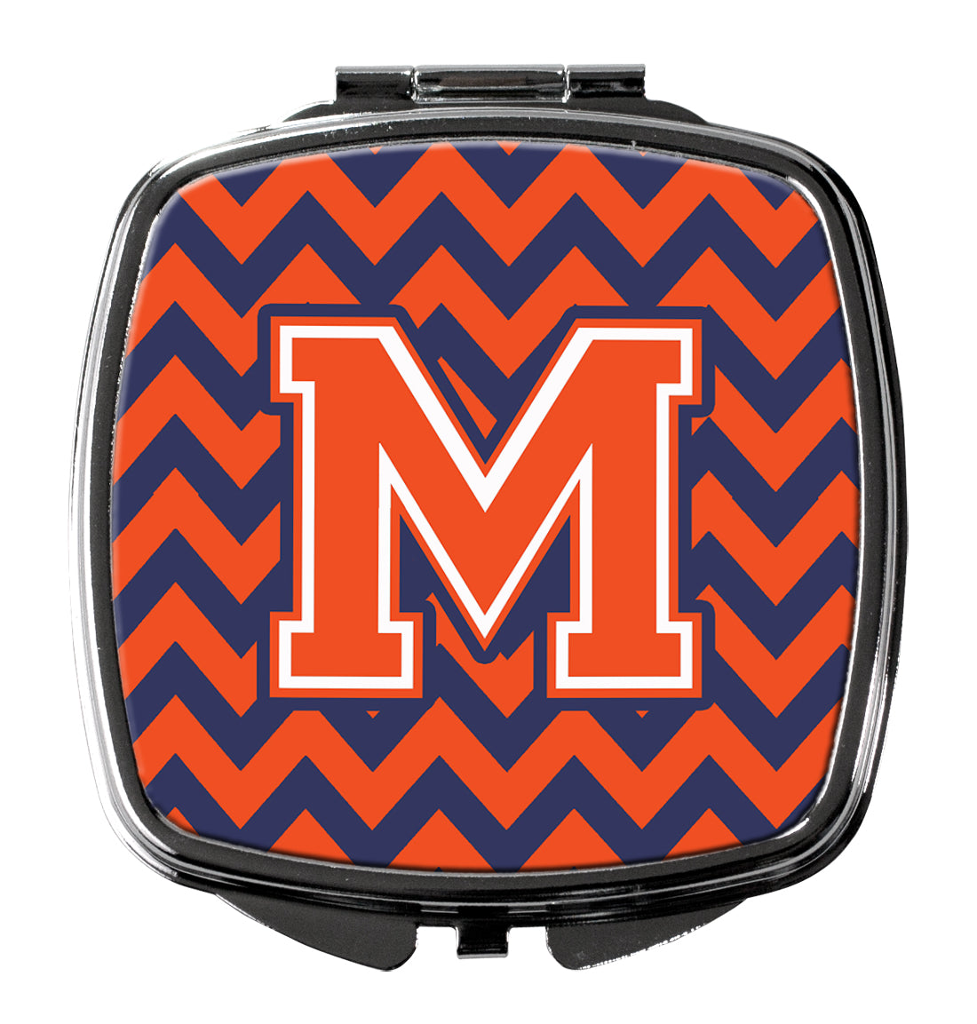 Letter M Chevron Orange and Blue Compact Mirror CJ1042-MSCM  the-store.com.