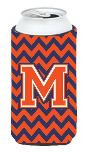 Letter M Chevron Orange Blue Tall Boy Beverage Insulator Hugger CJ1042-MTBC by Caroline's Treasures