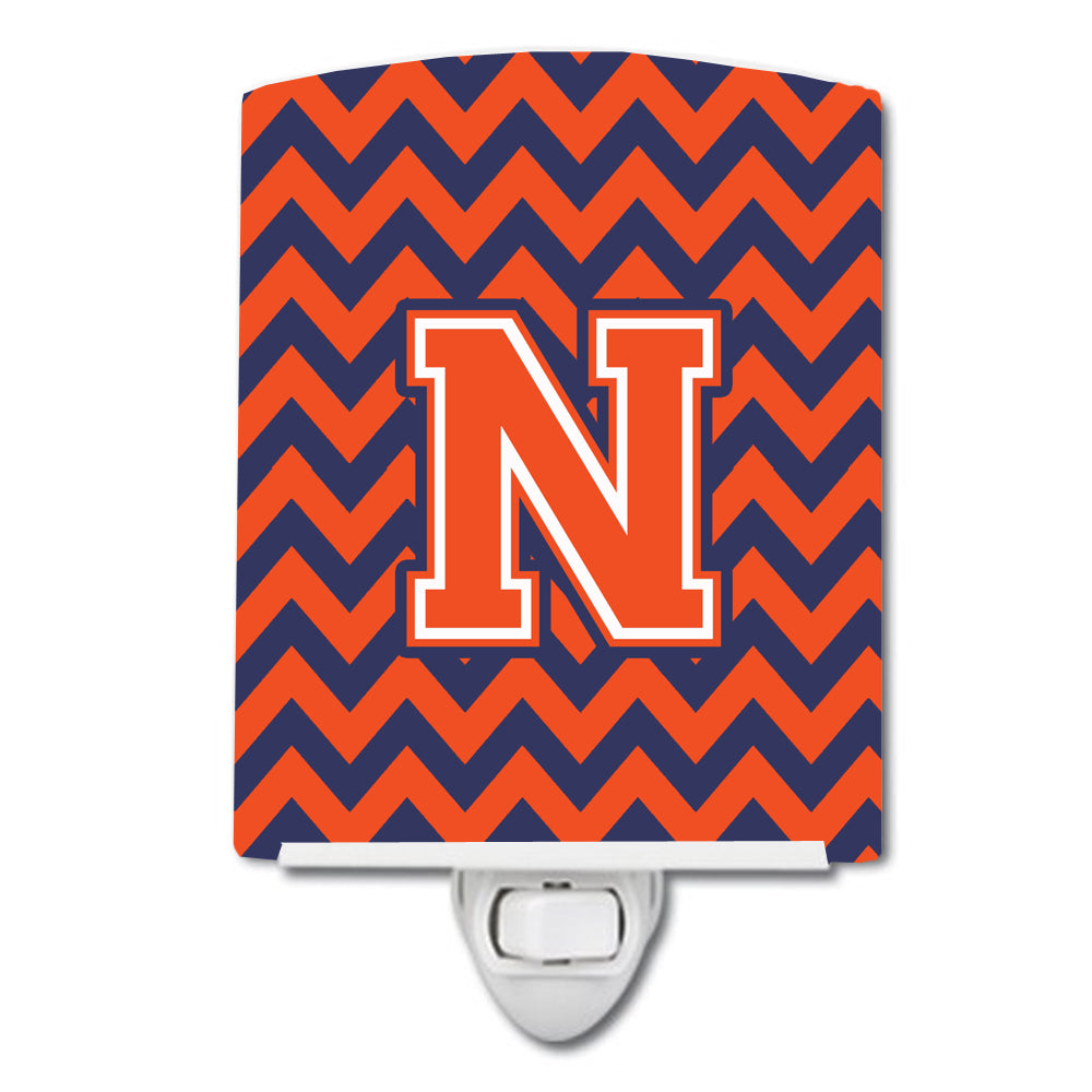 Letter N Chevron Orange and Blue Ceramic Night Light CJ1042-NCNL - the-store.com