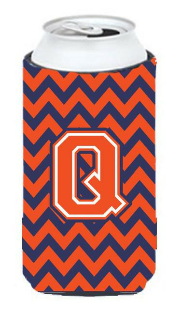 Letter Q Chevron Orange Blue Tall Boy Beverage Insulator Hugger CJ1042-QTBC by Caroline's Treasures