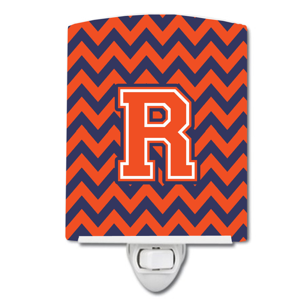 Letter R Chevron Orange and Blue Ceramic Night Light CJ1042-RCNL - the-store.com