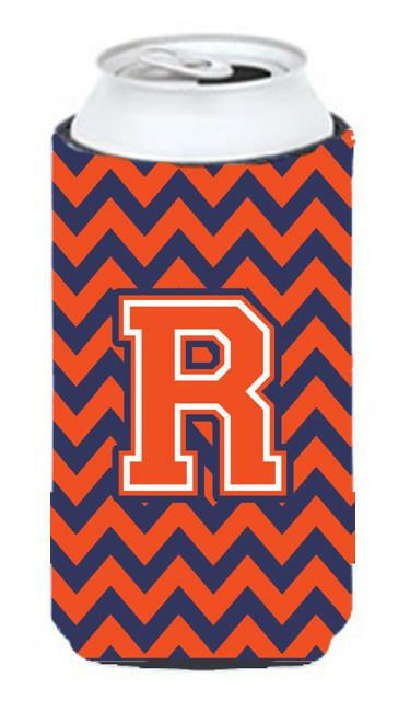 Letter R Chevron Orange Blue Tall Boy Beverage Insulator Hugger CJ1042-RTBC by Caroline's Treasures