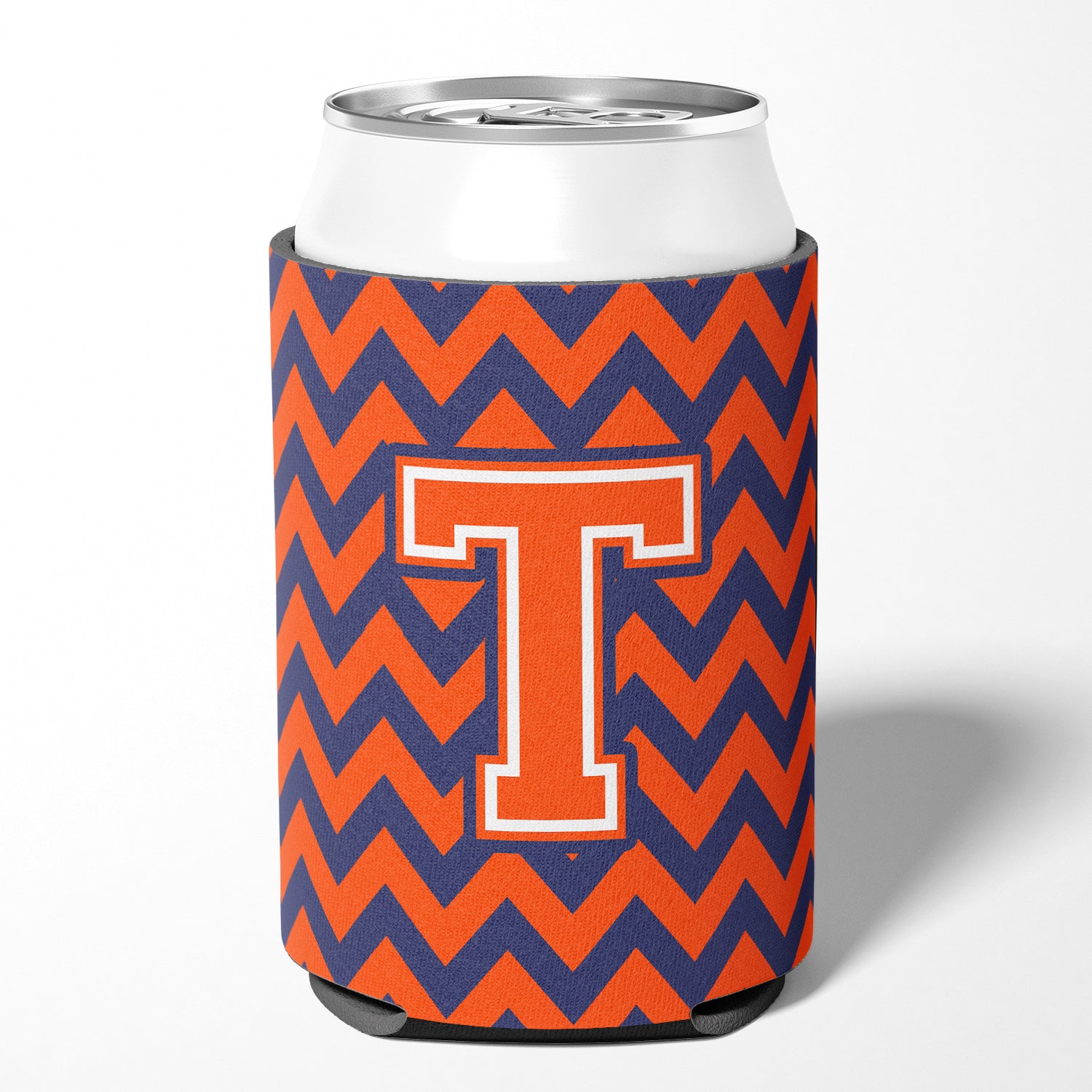 Letter T Chevron Orange and Blue Can or Bottle Hugger CJ1042-TCC.