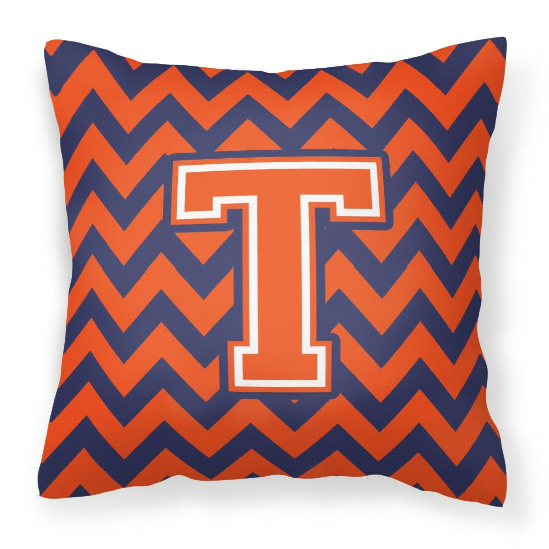 Letter T Chevron Orange and Blue Fabric Decorative Pillow CJ1042-TPW1414 - the-store.com