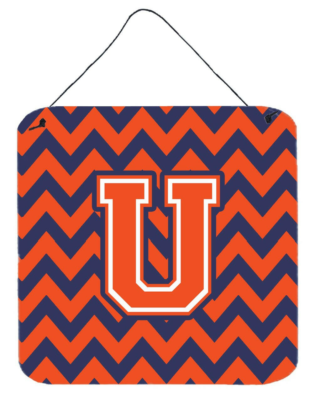 Letter U Chevron Orange and Blue Wall or Door Hanging Prints CJ1042-UDS66 by Caroline's Treasures