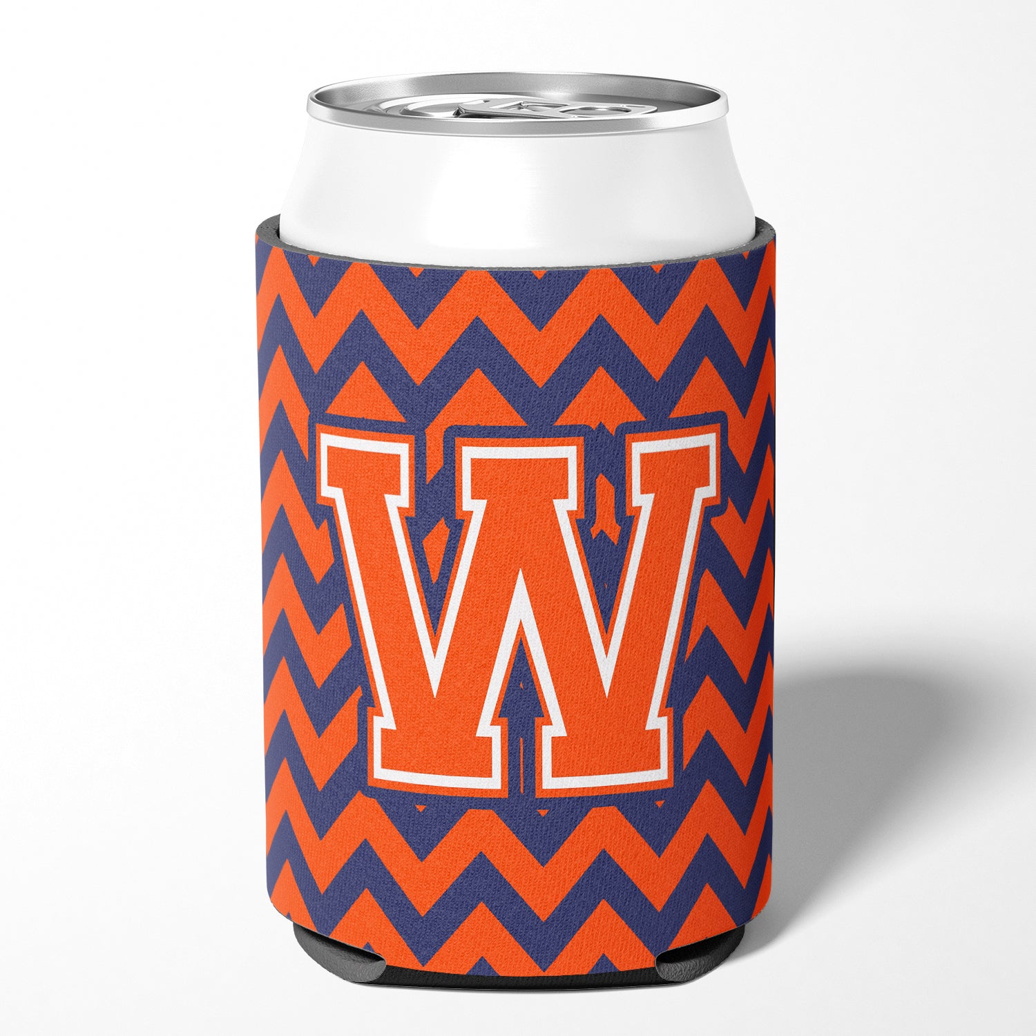 Letter W Chevron Orange and Blue Can or Bottle Hugger CJ1042-WCC.