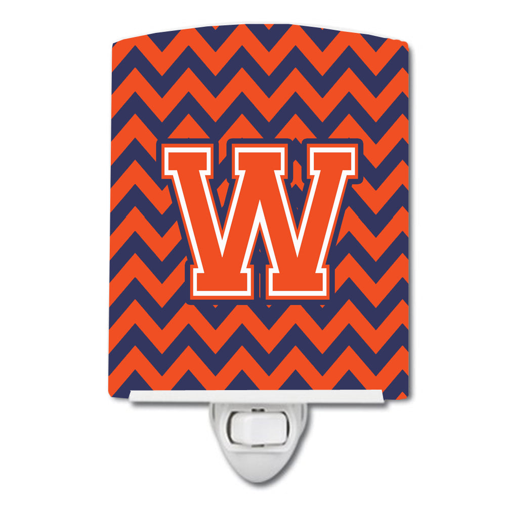 Letter W Chevron Orange and Blue Ceramic Night Light CJ1042-WCNL - the-store.com