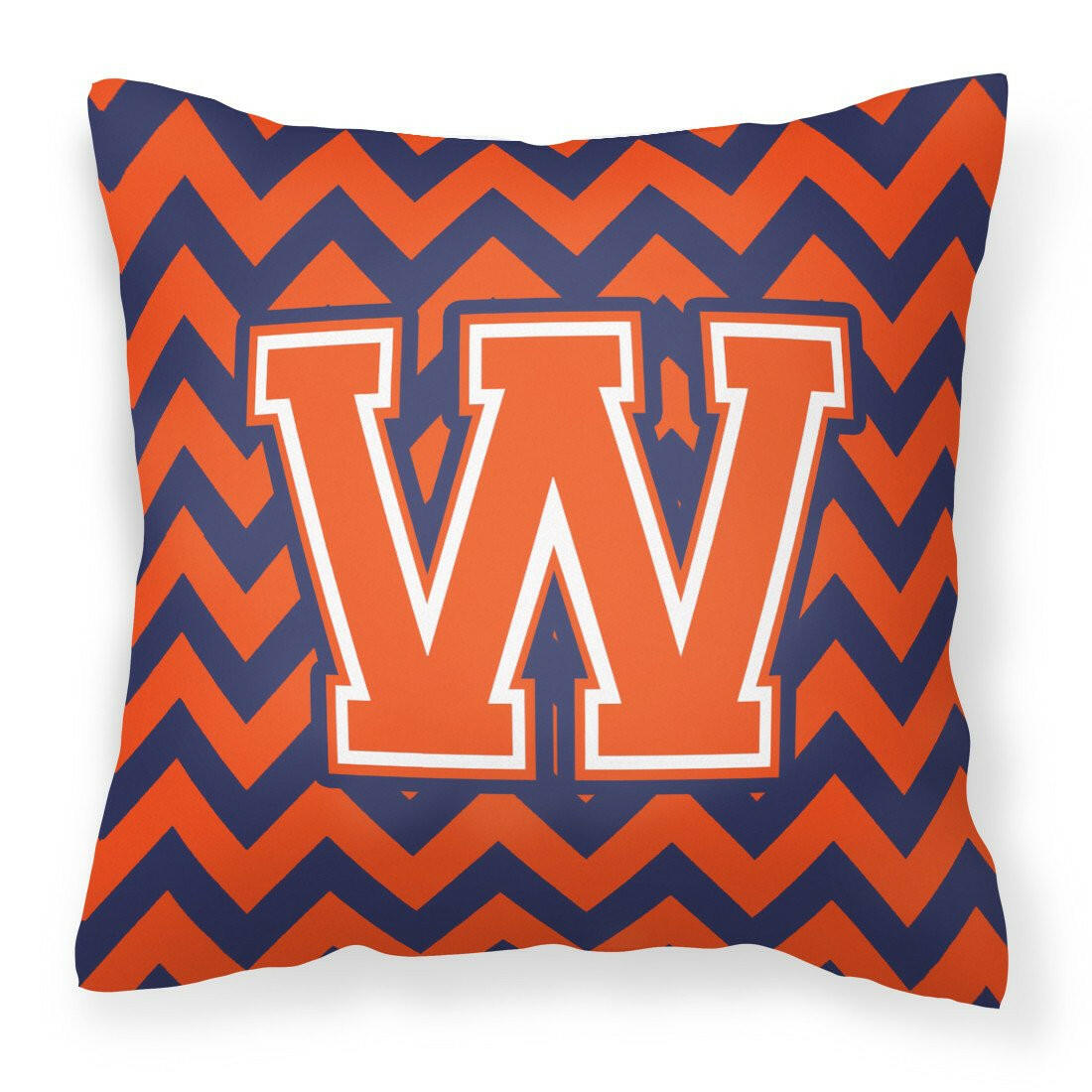 Letter W Chevron Orange and Blue Fabric Decorative Pillow CJ1042-WPW1414 - the-store.com