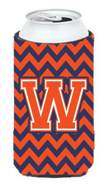 Letter W Chevron Orange Blue Tall Boy Beverage Insulator Hugger CJ1042-WTBC by Caroline's Treasures