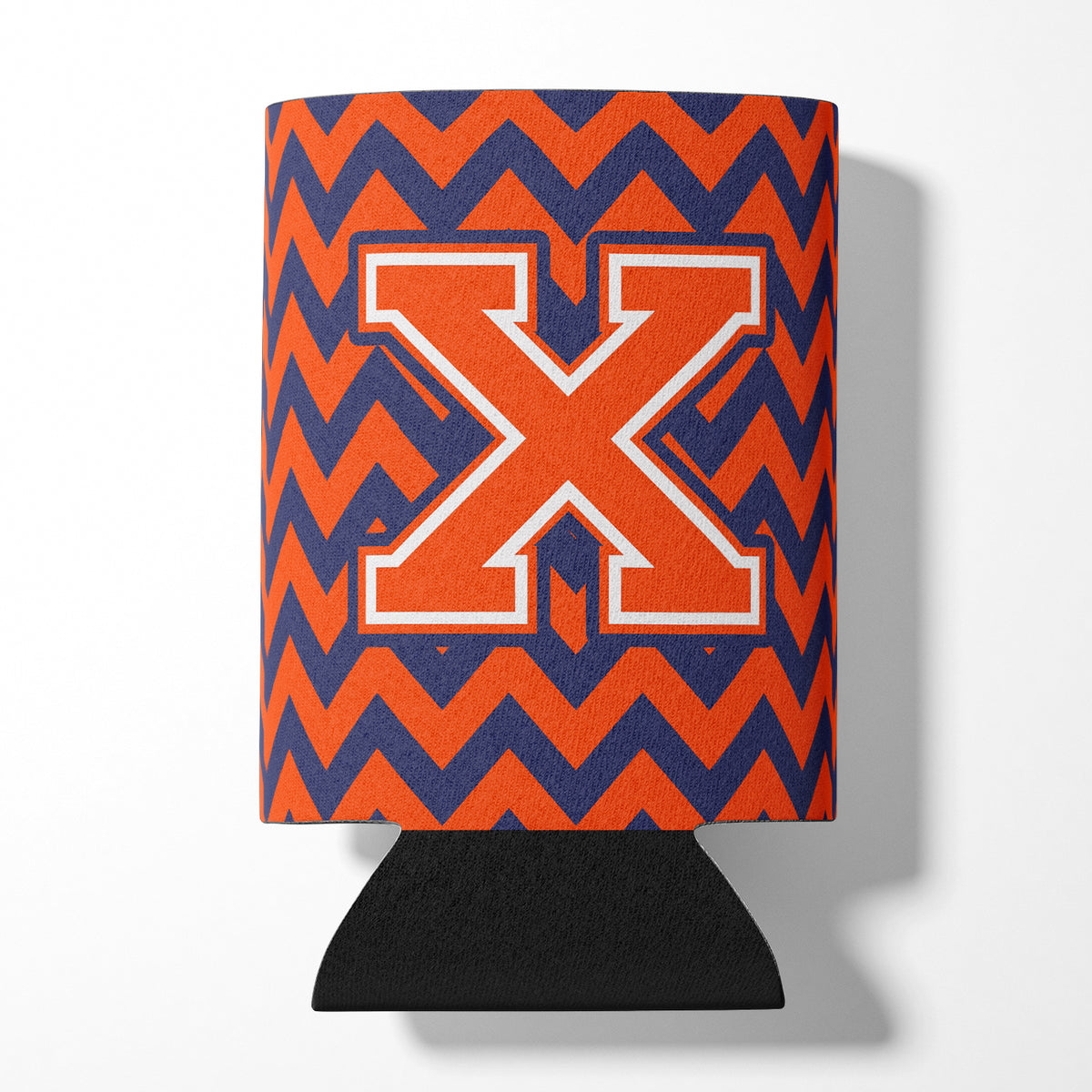 Letter X Chevron Orange and Blue Can or Bottle Hugger CJ1042-XCC.