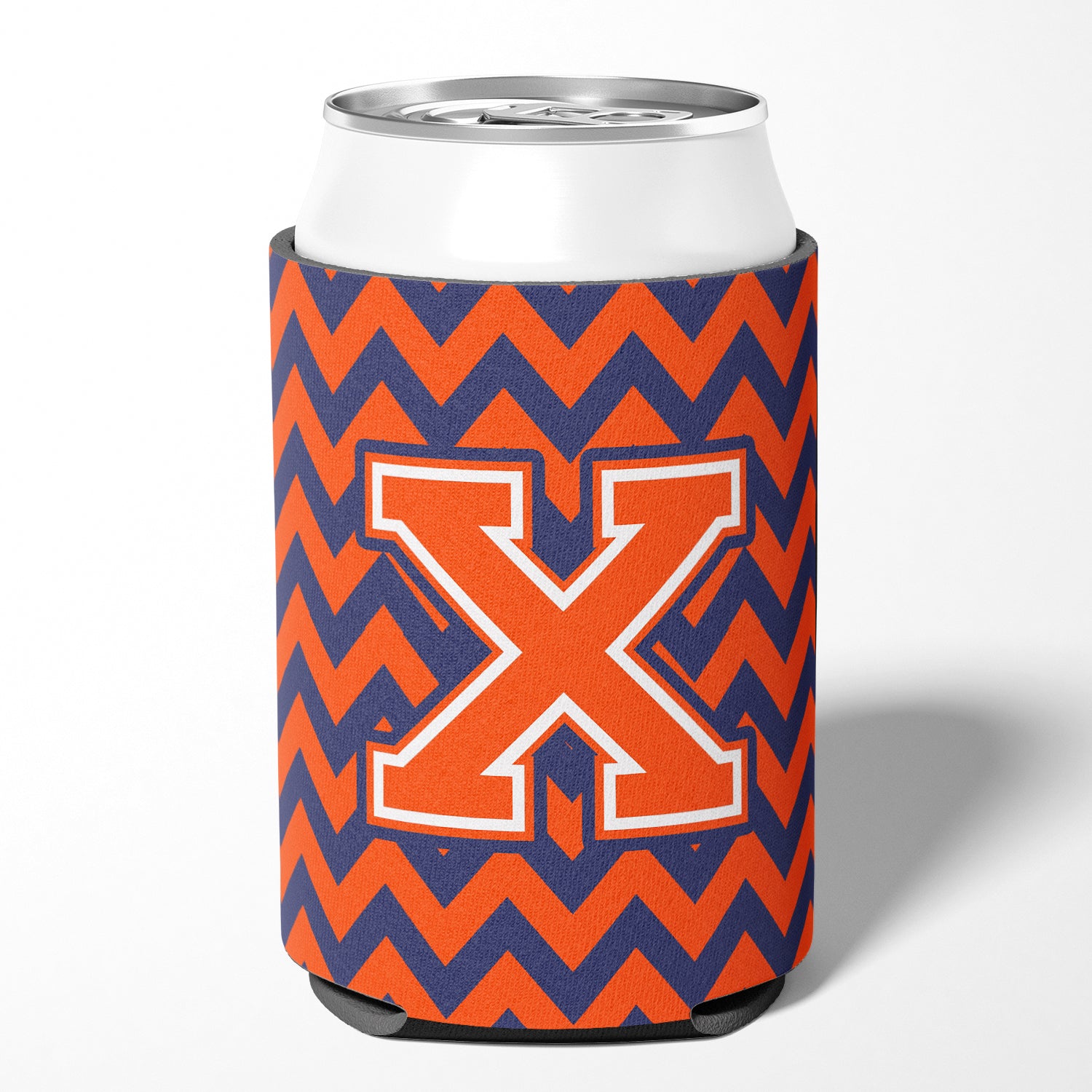 Letter X Chevron Orange and Blue Can or Bottle Hugger CJ1042-XCC.