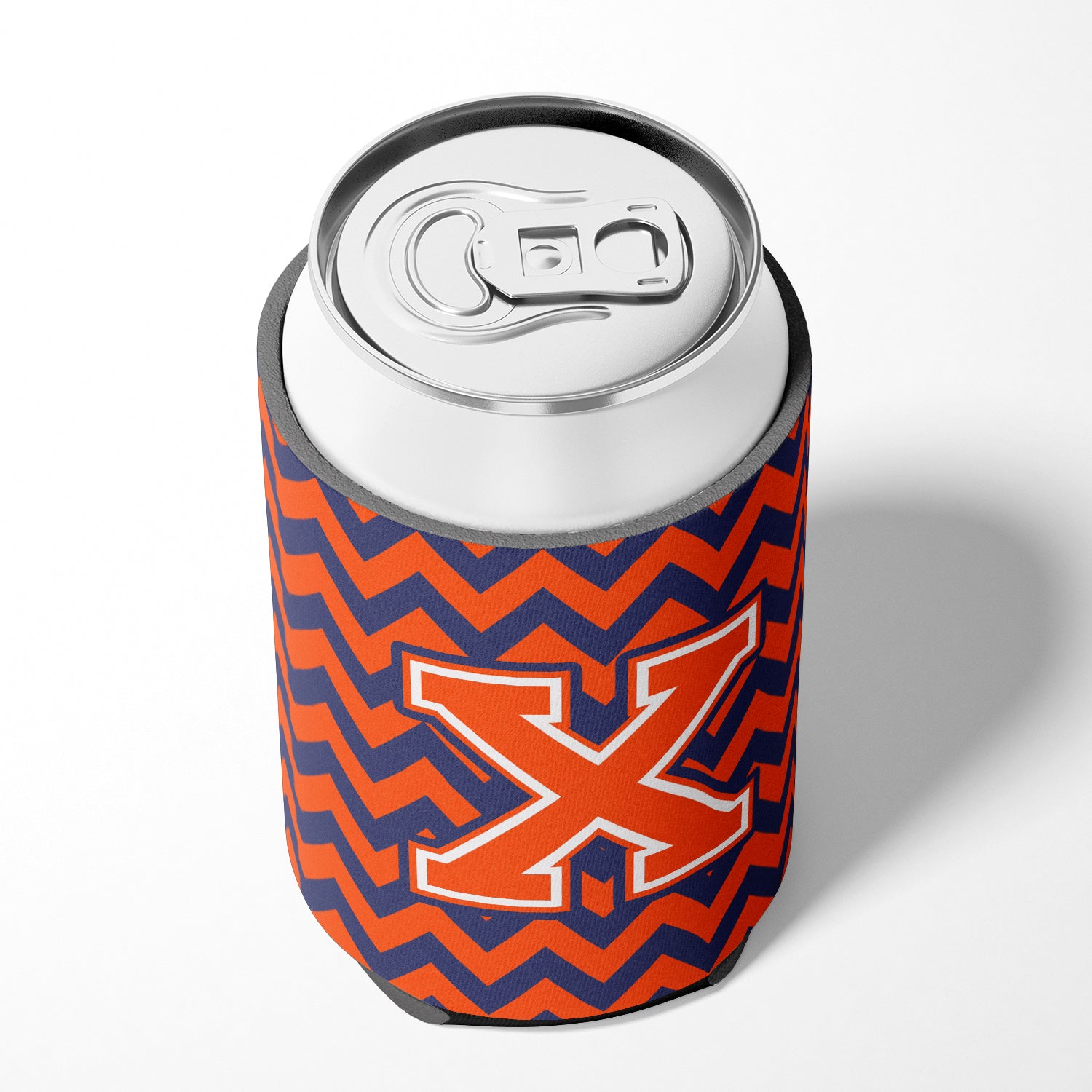 Letter X Chevron Orange and Blue Can or Bottle Hugger CJ1042-XCC.