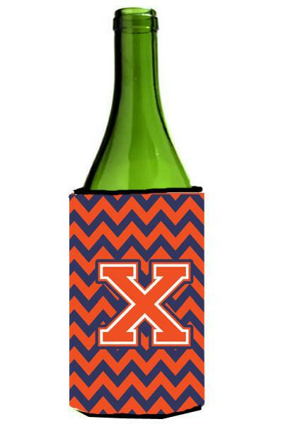 Letter X Chevron Orange Blue Wine Bottle Beverage Insulator Hugger CJ1042-XLITERK by Caroline's Treasures