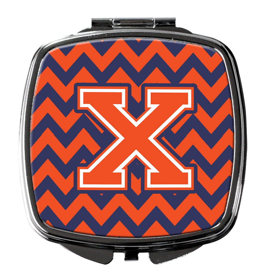 Letter X Chevron Orange and Blue Compact Mirror CJ1042-XSCM  the-store.com.