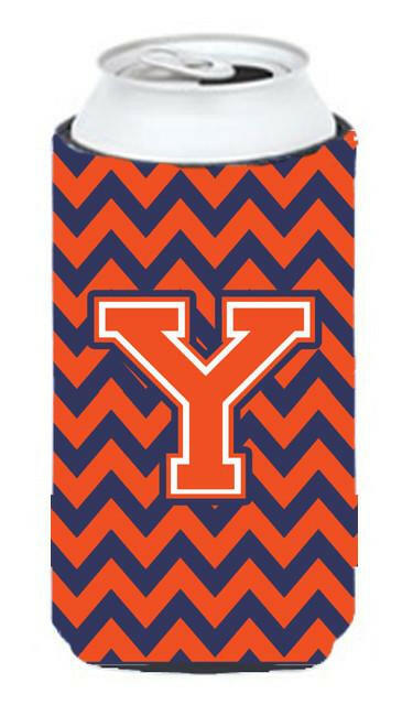 Letter Y Chevron Orange Blue Tall Boy Beverage Insulator Hugger CJ1042-YTBC by Caroline's Treasures