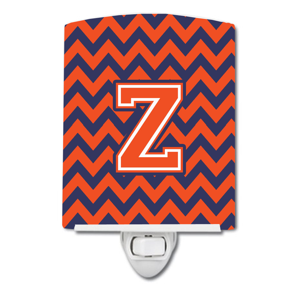 Letter Z Chevron Orange and Blue Ceramic Night Light CJ1042-ZCNL - the-store.com