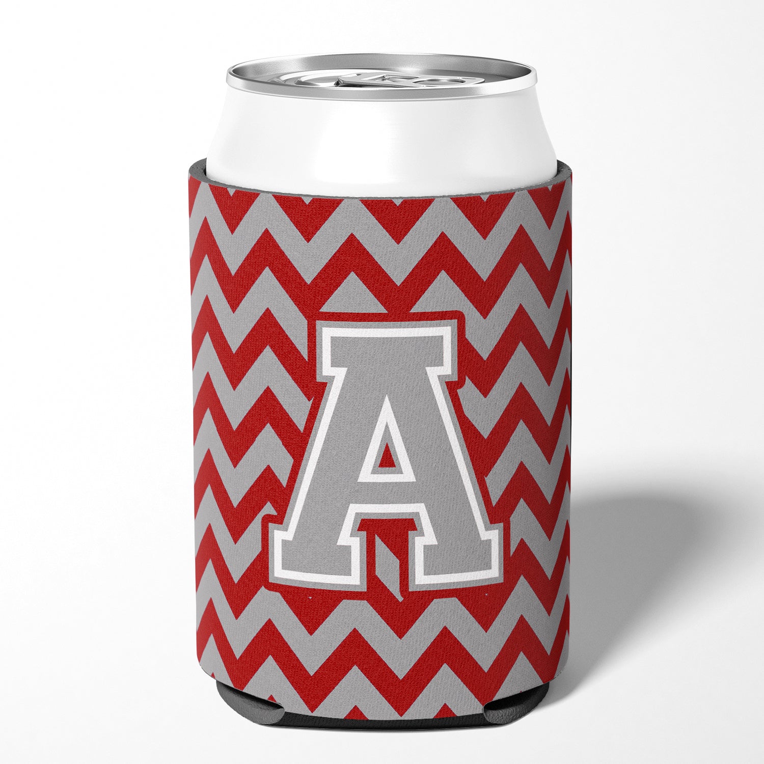 Letter A Chevron Crimson and Grey   Can or Bottle Hugger CJ1043-ACC.